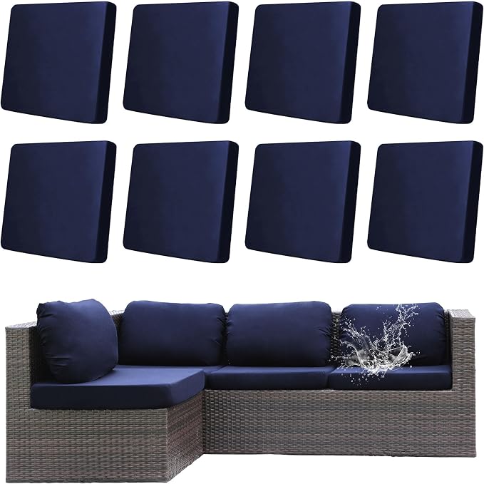 8Pcs Outdoor Cushion Covers, Patio Cushion Covers, Stretch Elastic Slipcovers by dreahoteztil