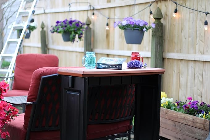 Single Bar Redwood Top & Black Base Ideal - Image 6