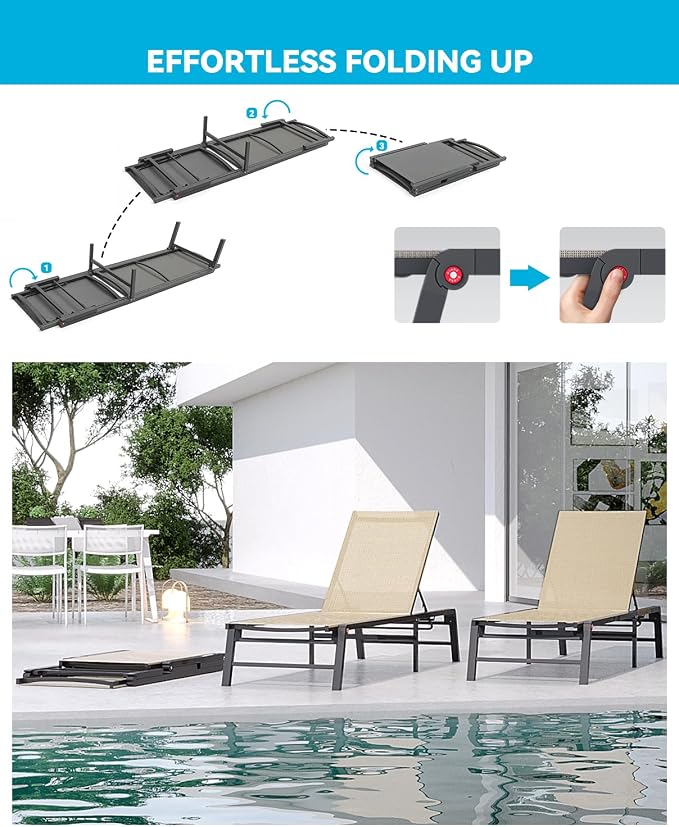 Chaise Lounge Chair Outdoor Aluminum Patio Lounge Chair - Image 3