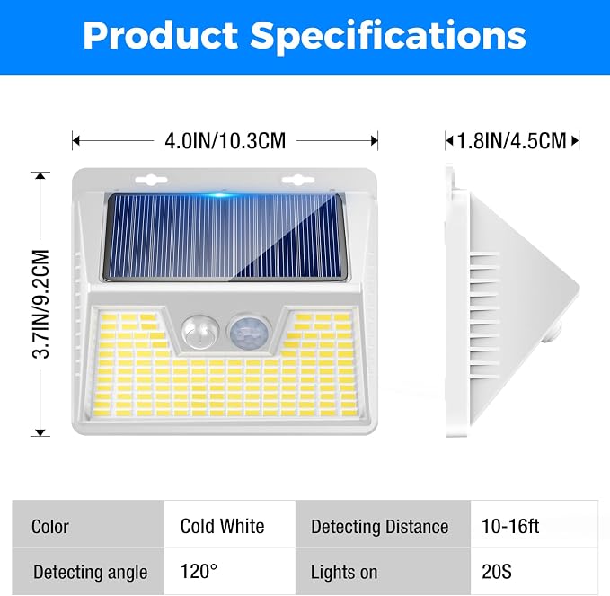 Peasur Solar Lights Outdoor Waterproof, Solar Powered Fence Wall Light - Image 6