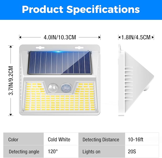 Peasur Solar Lights Outdoor Waterproof, 3 Lighting Modes Motion Sensor Ultra - Image 8