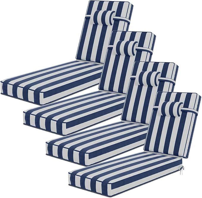 80 x 26 x 4 Inch Olefin Chaise Lounge Cushions, Lounge Chair Cushions by Unknown