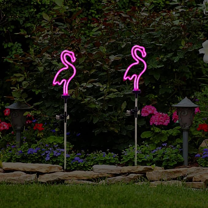 Flamingo Solar Garden Stake Lights, Outdoor Solar Pathway Light - Image 5