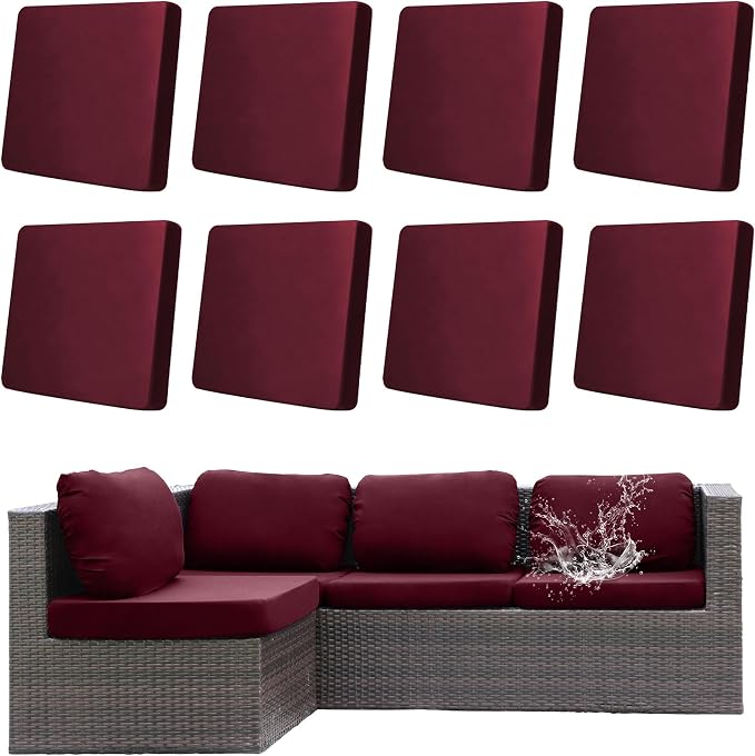 8Pcs Outdoor Cushion Covers, Patio Cushion Covers, Stretch Elastic Slipcovers by dreahoteztil