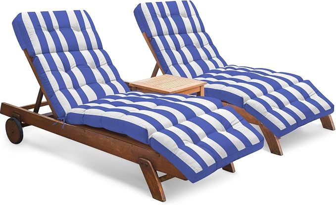 Chaise Lounge Cushions Outdoor Set of 2, 74.4 x 22 x 4.7 Inch Thickened Lounge by Tycdiose