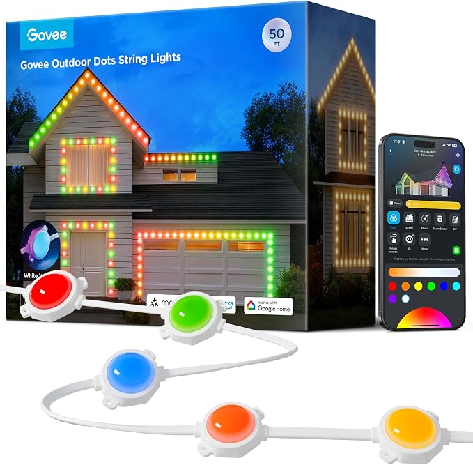 Govee Outdoor LED Strip Lights, 45 RGBIC LED Lights 50FT String Lights by Govee