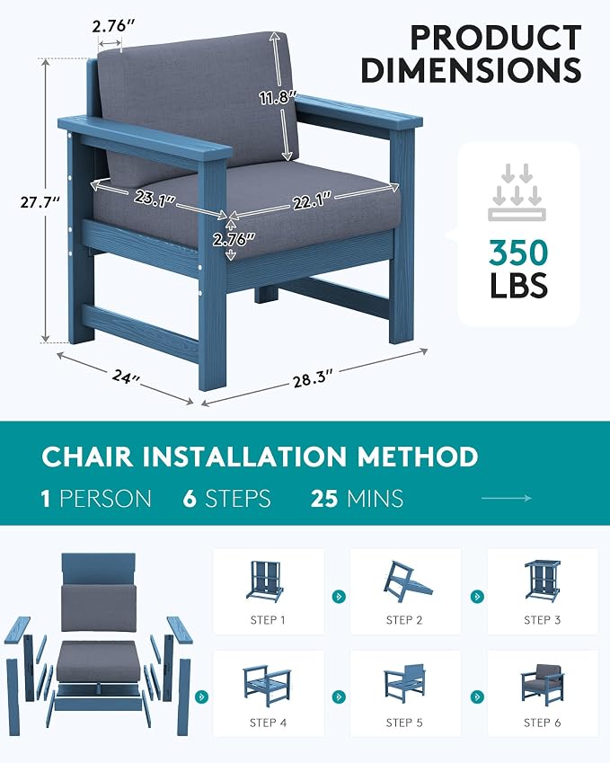 SERWALL 2 Pieces Single Cushioned Lounge Chair - Image 2