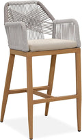 PURPLE LEAF Patio Bar Height Stool 28" H Boho 1 Piece Rattan Aluminum Tall Bar by PURPLELEAF