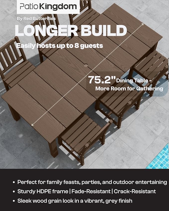 9-Piece Brown Outdoor Dining Set - Image 4