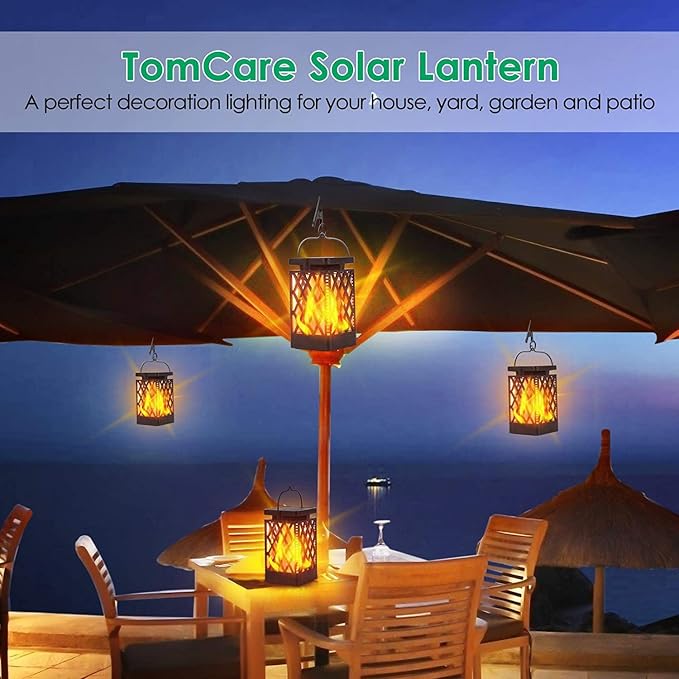 TomCare Solar Lights Outdoor Flickering Flame Solar Lantern Outdoor Waterproof - Image 7