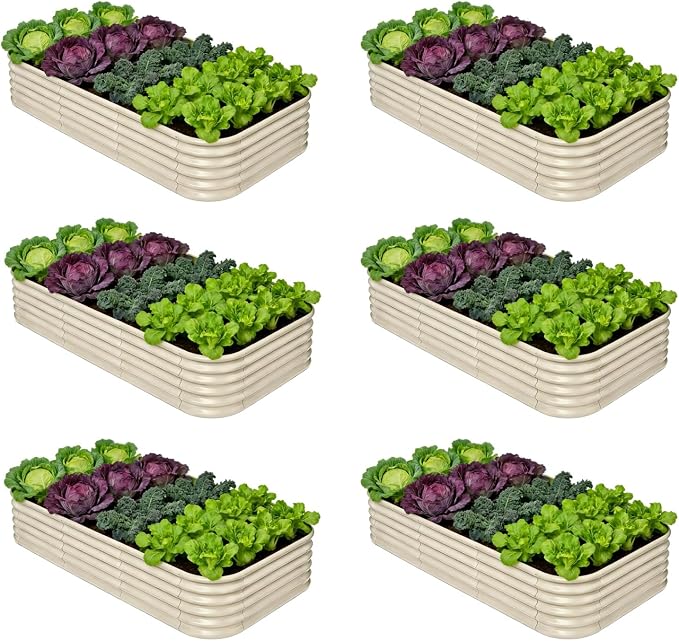 6-Pack Galvanized Raised Garden Bed 8x4x1.5 | 10x2x1.5 ft, Modular Raised by Annoell