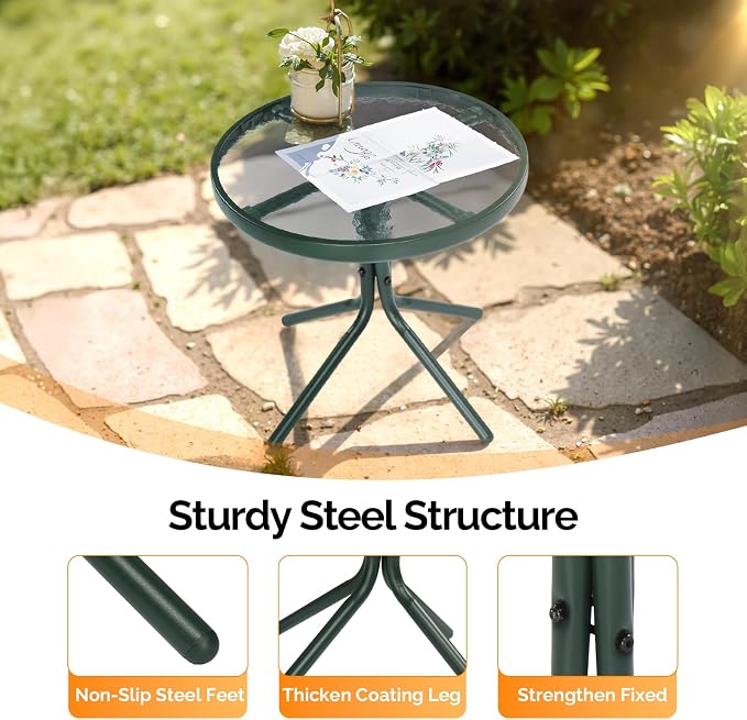 VINGLI Outdoor Side Table, Weatherproof Small Tables - Image 4