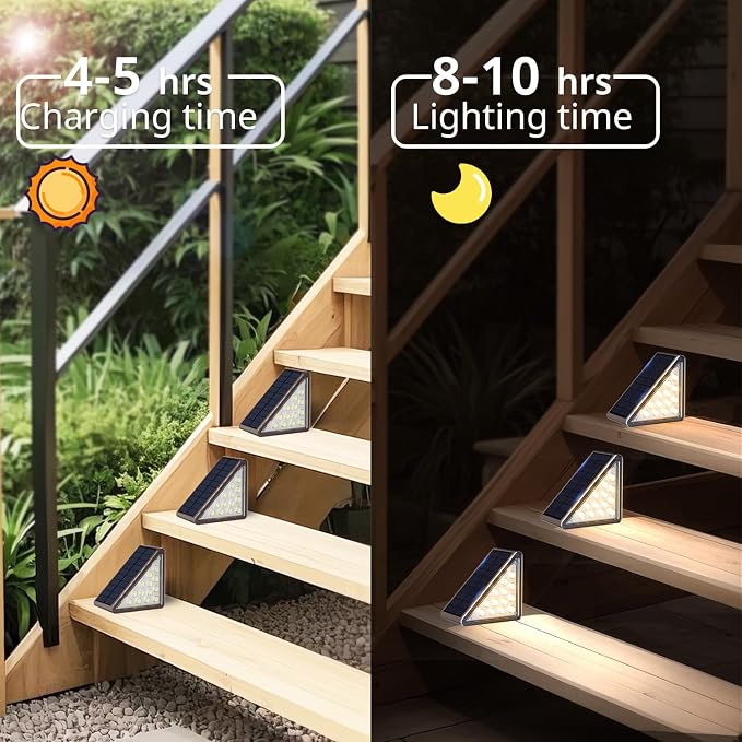 Brown Solar Step Light Outdoor Stair Lights, Deck Lights Outdoor Powered IP65 - Image 6