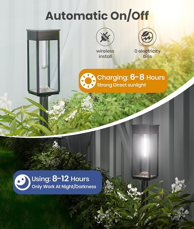 Solar Pathway Lights Outdoor, 2 Pack Bright Solar Lights Outdoor, IP65 - Image 7