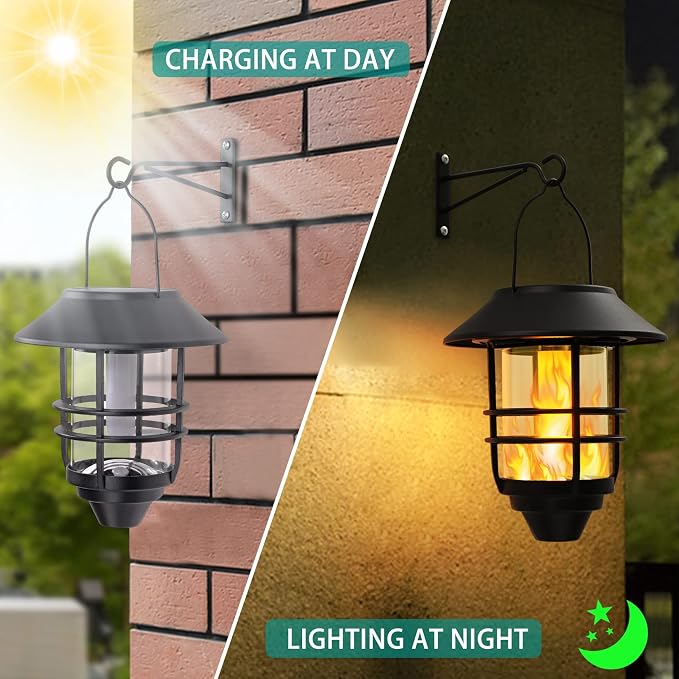 Solar Hanging Lantern Outdoor, Flickering Flames Outdoor Lights, Solar Lights - Image 3