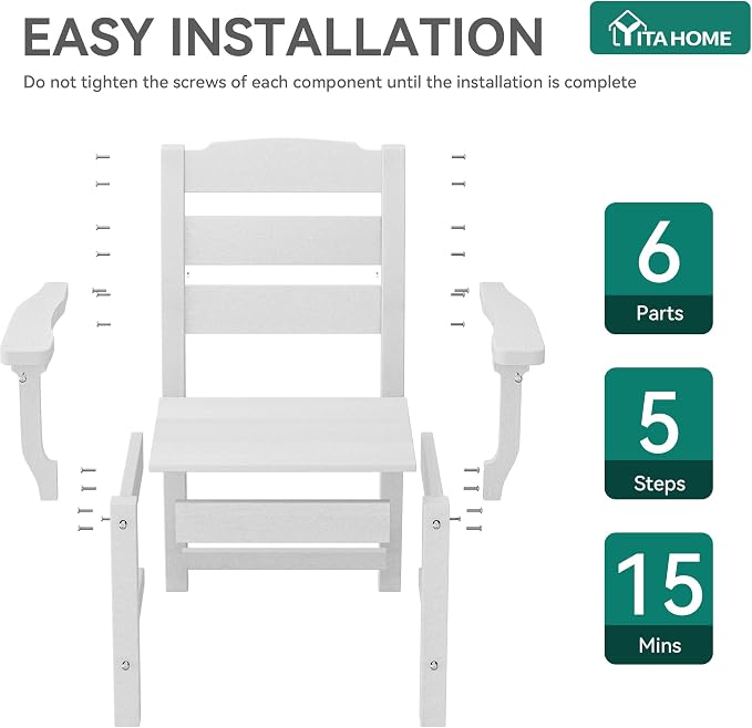 YITAHOME HDPE Chairs Set of 2, Sturdy Patio Chair w/Max Bearing 330 LBS - Image 8