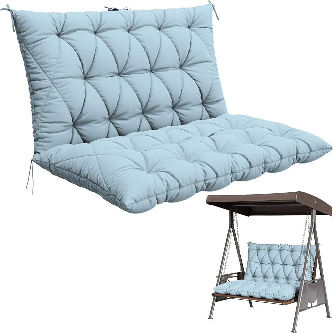 Porch Swing Cushion with Backrest, Waterproof Bench Cushion by Pakunoda