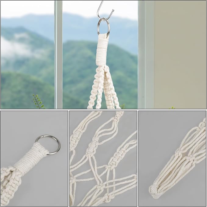 Macrame Plant Hanger, 2 Pack Boho Hanging Planters Baskets - Image 2