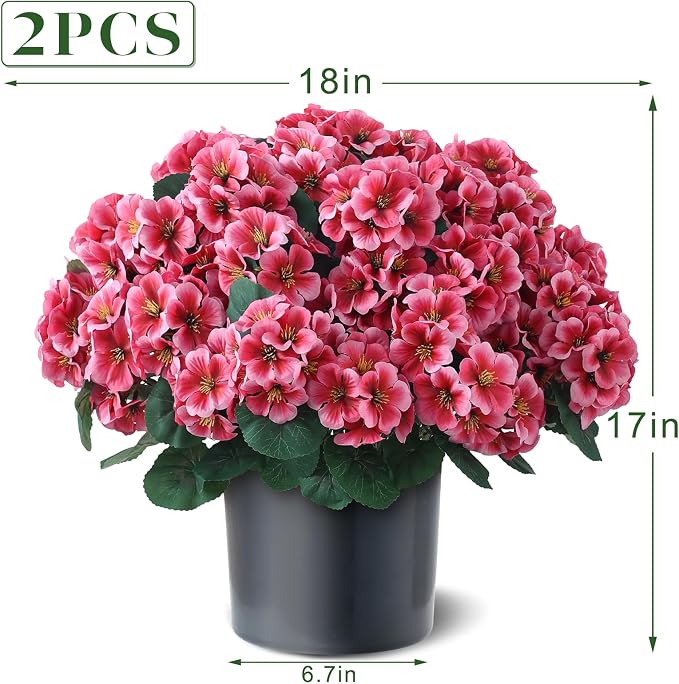 2 Pack Artificial Geranium Flowers Topitary Trees - Image 5