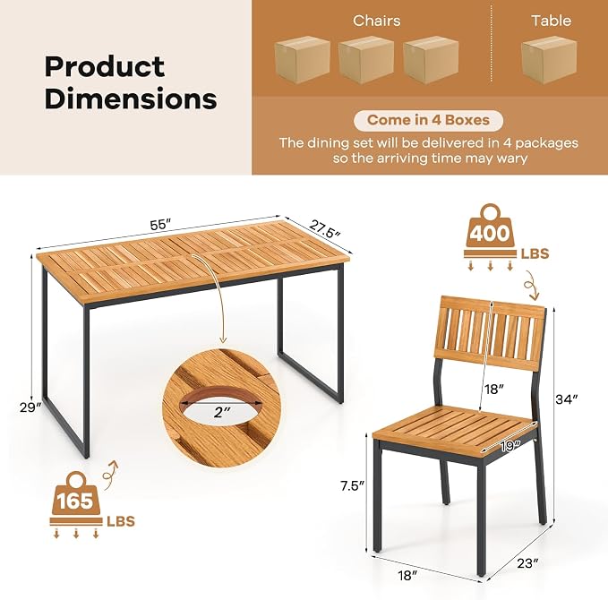 Tangkula 7 Piece Outdoor Dining Set - Image 6