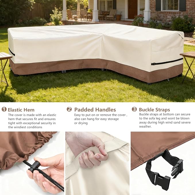 okcool Outdoor Sectional Sofa Cover Waterproof-L-Shaped Patio Furniture Covers - Image 4