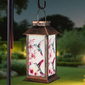 Outdoor Hanging Solar Lantern Waterproof Outside Hummingbird Pattern Landscape by Unknown