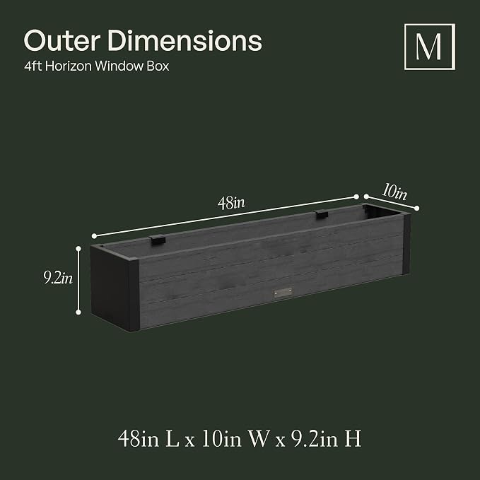 Mayne Horizon 4FT Window Box Planter – Modern Rectangular Faux Wood Grain Design - Image 4