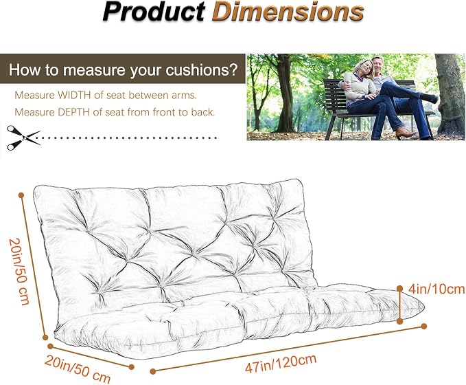 2-3 Seat Swing Replacement Cushion, Outdoor Bench Cushions - Image 6