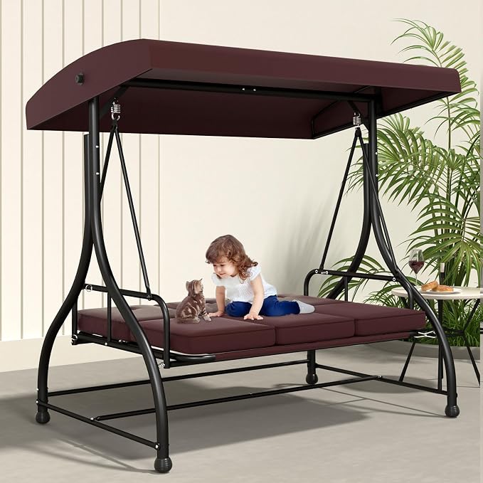 3-Seat Outdoor Patio Swing Glider - Image 5