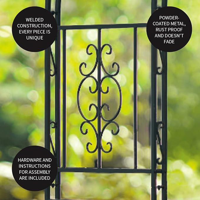 Plow & Hearth Arch Metal Outdoor Garden Arbor | Montebello | 7 Feet Tall | - Image 5