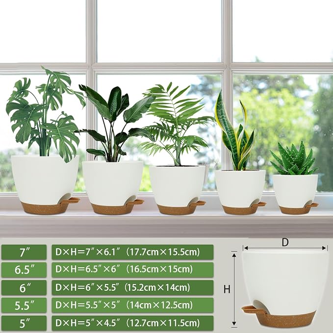 Self Watering Planters with Drainage Holes Reservoir, Nursery Planting Pot - Image 2