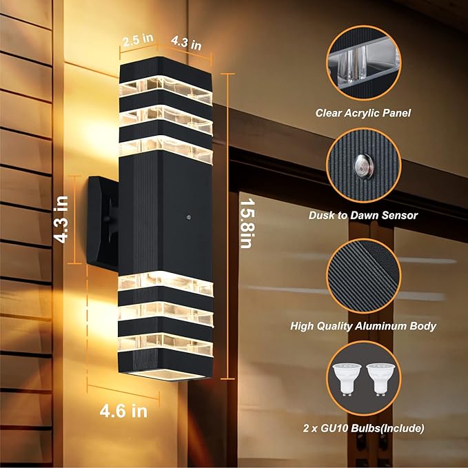 DASTOR 4 Pack Dusk to Dawn Outdoor Wall Lights, Up and Down Outdoor Lights - Image 5