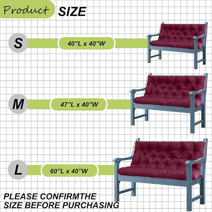 Waterproof Porch Swing Cushion Replacement, Thick 4" 2–3 Seat Outdoor Swing - Image 7