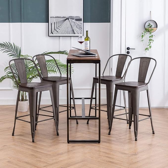 Aklaus Metal Bar Stools Set of 4, 24 inch Barstools Counter Height Bar Stools - Image 9