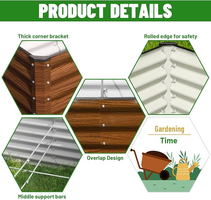 SnugNiture Galvanized Raised Garden Bed 4x4x2FT Outdoor Large Metal Planter Box - Image 3