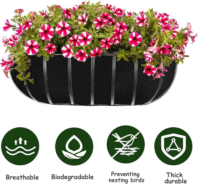 3PCS 30 Inch Planter Basket Liners Fabric Window Box Liners Felt Trough Planter - Image 3