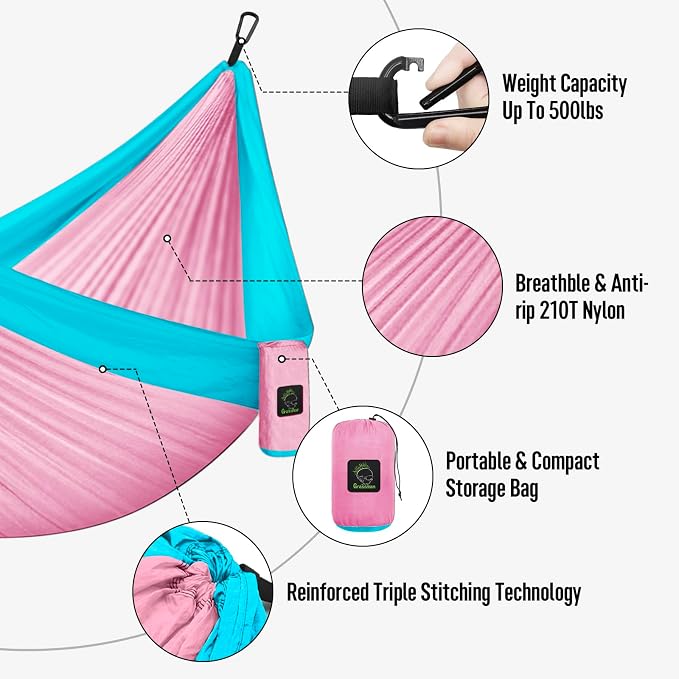 Grassman Camping Hammock Double & Single Portable Hammock - Image 4