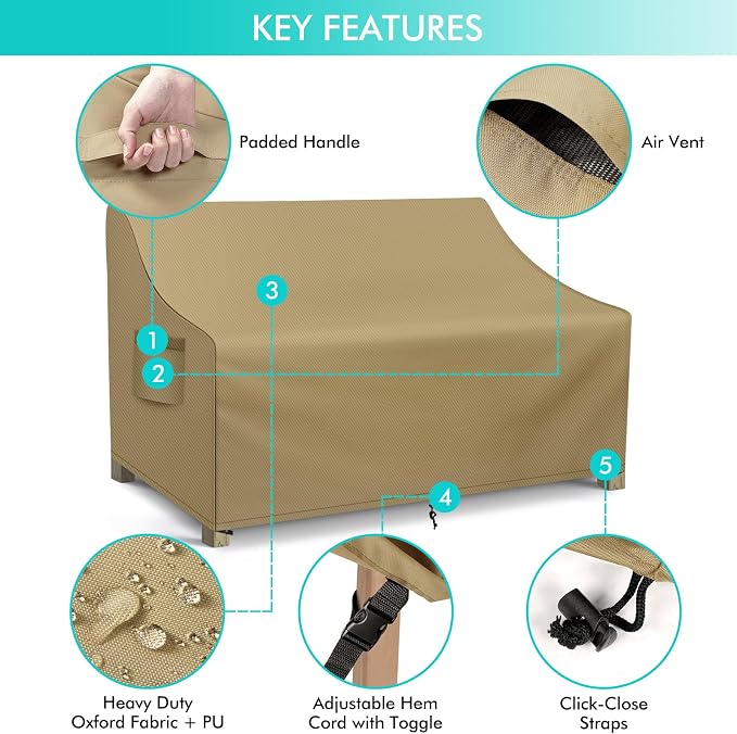 WLEAFJ Patio Sofa Cover Waterproof, 3-Seater Outdoor Sofa, Heavy Duty Deep - Image 3
