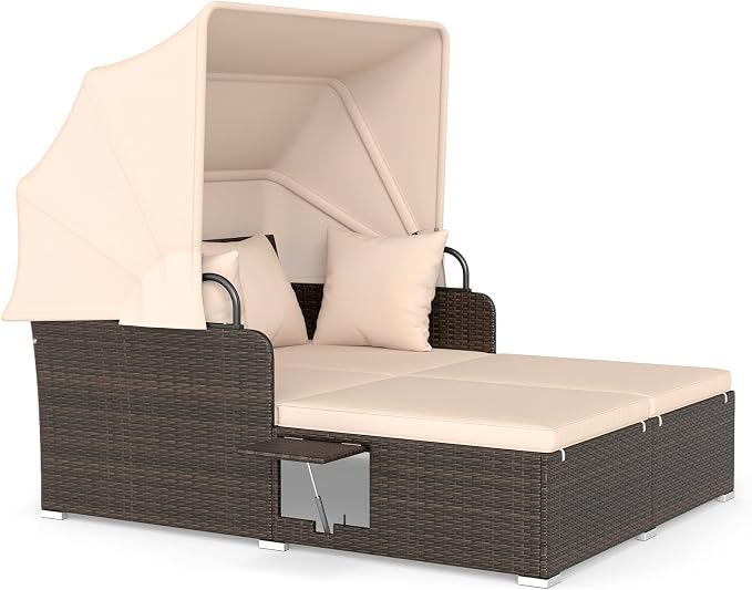 ORALNER Outdoor Daybed, 2-Person Wicker Patio Sofa - Image 8