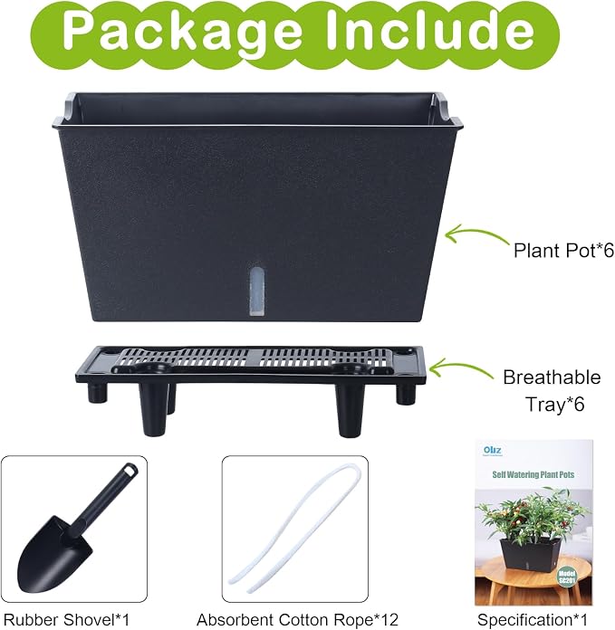 Window Box Planter 6 Pcs, 12.1 Inches Self Watering Plant Pots Rectangle Flower - Image 8