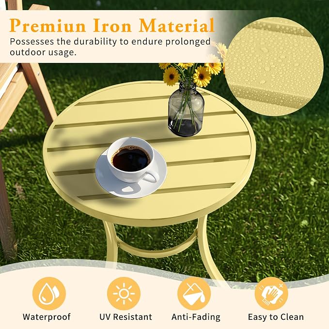VINGLI Outdoor Side Table, Small Metal Patio End Table, Outdoor Round Table - Image 5
