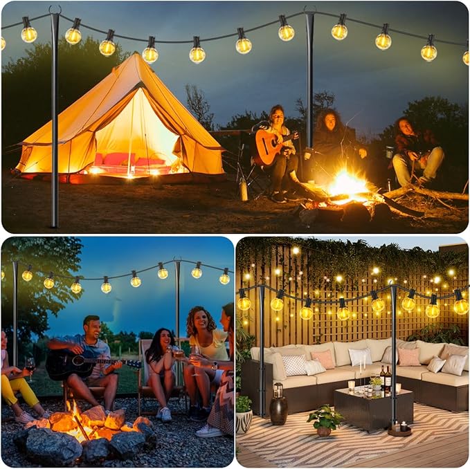 4 Pack String Light Poles for Outdoor, Metal Light Hanging Pole Outside - Image 6