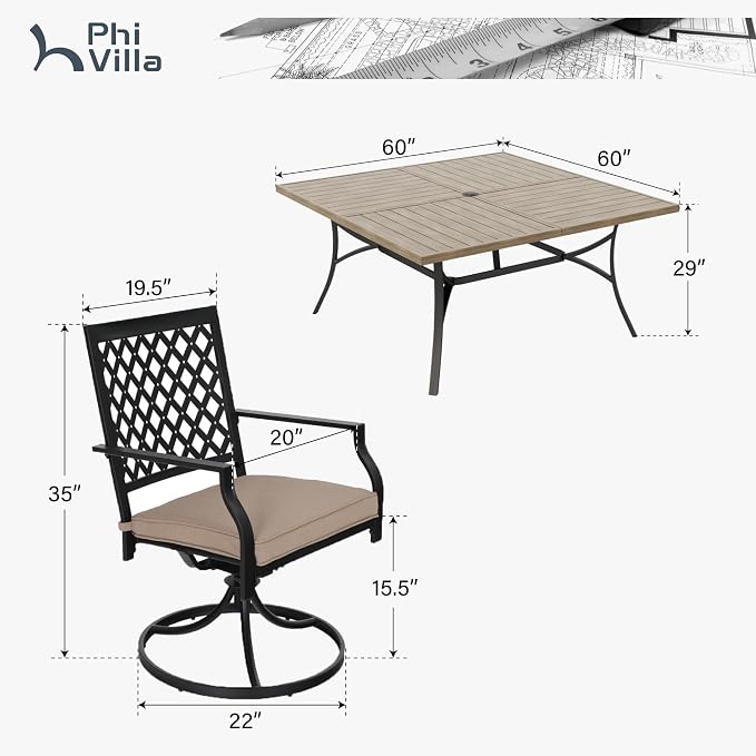 PHI VILLA 9 Pieces Outdoor Dining Set - Image 9