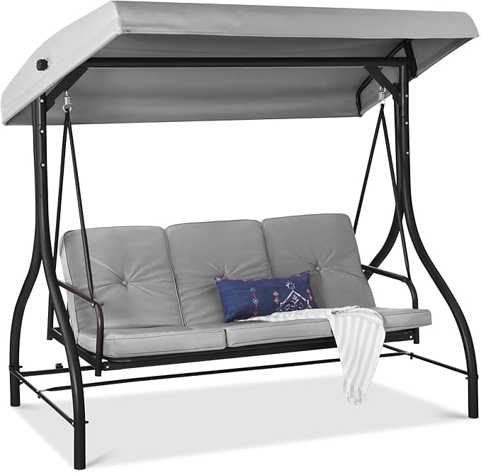 Best Choice Products 3-Seat Outdoor Large Converting Canopy Swing Glider by BestChoiceProducts