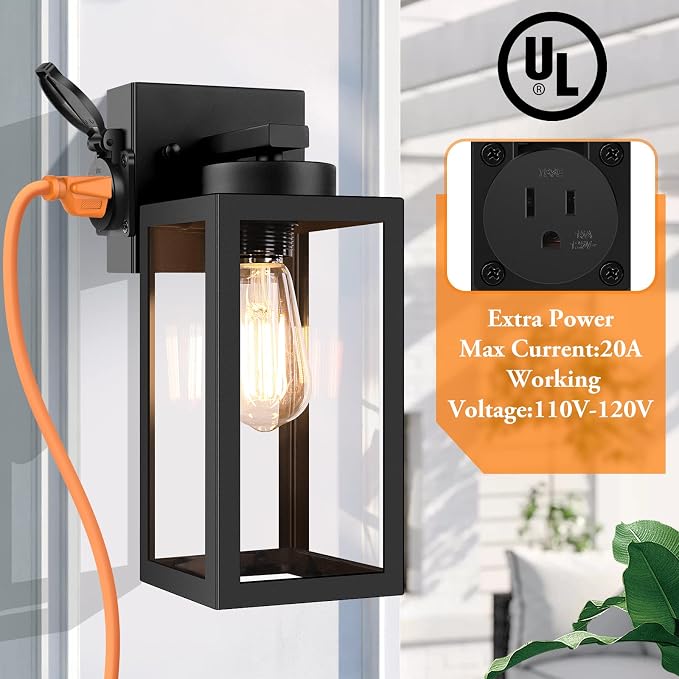 2-Pack Porch Lights Outdoor Wall Lantern, Waterproof Anti-Rust Exterior Light - Image 2