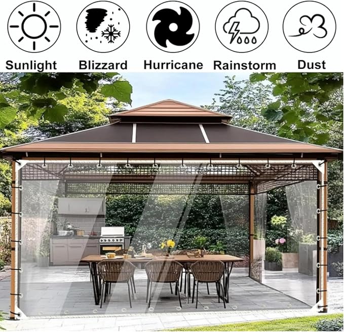 Clear Tarps with Grommets, 6x6.5ft Heavy Duty Waterproof Resistant Transparent - Image 4