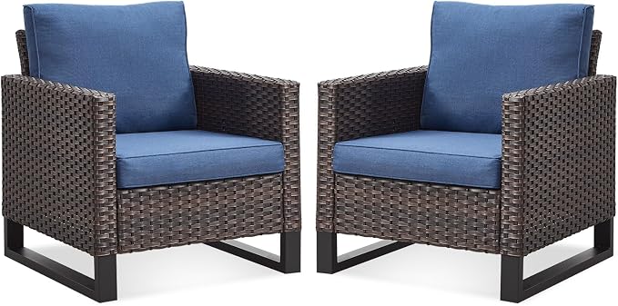 Belord Oversize Patio Chairs Set of 2 Outdoor Wicker Dining Chairs, All-Weather by Belord