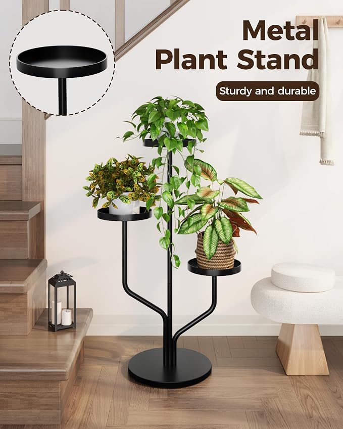 Bamworld 3 Tier Plant Stand Indoor Outdoor Metal Plant Shelf - Image 4