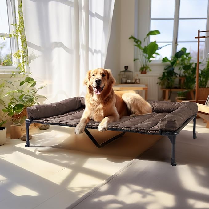 Veehoo Cooling Elevated Dog Bed Add Removable Waterproof Bolster Cushion Mat by Veehoo