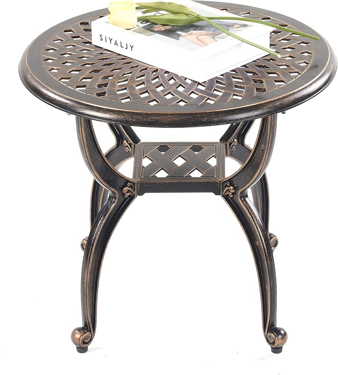 Mandolin Outdoor Patio, Rust -Resistant Cast Aluminum Side Table, Weather by Unknown
